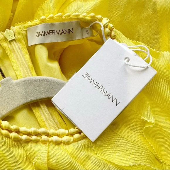 NWT Zimmermann Wonderland Yellow Ruffle Hi Low Dress